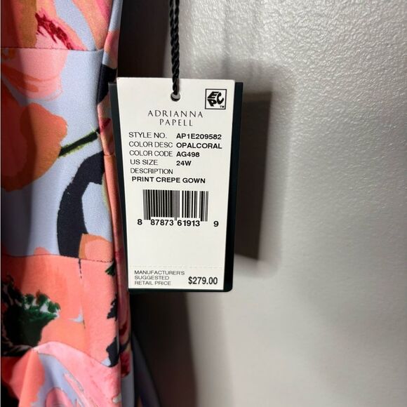 Adrianna Papell Floral Printed Crepe Gown NWT - Picture 4 of 5
